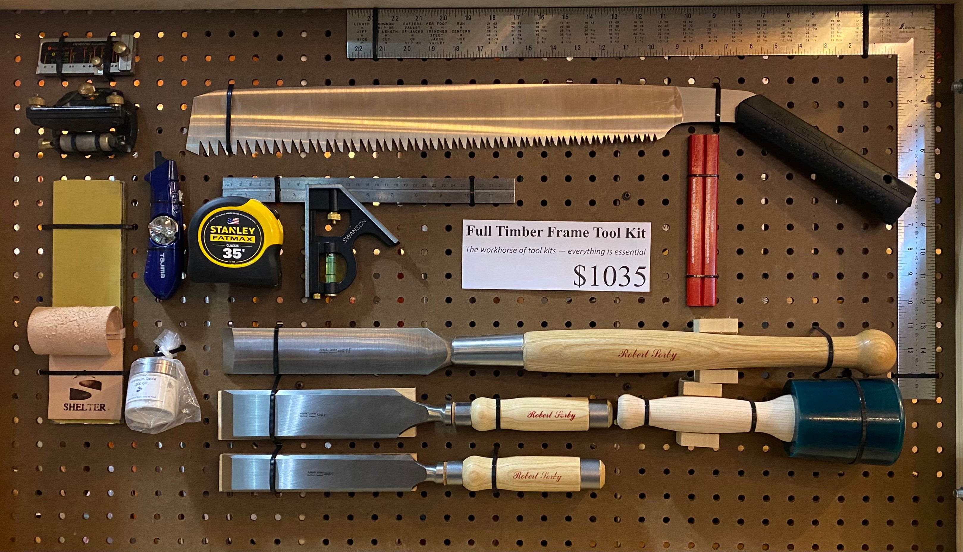 Full Timber Framing Tool Kit: A full set - Shelter Institute